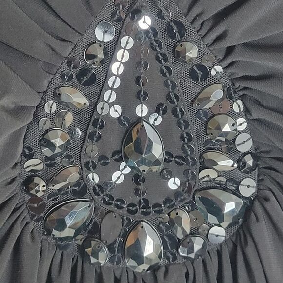 White House Black Market Dressy Bust Gather Black Top - Picture 4 of 8